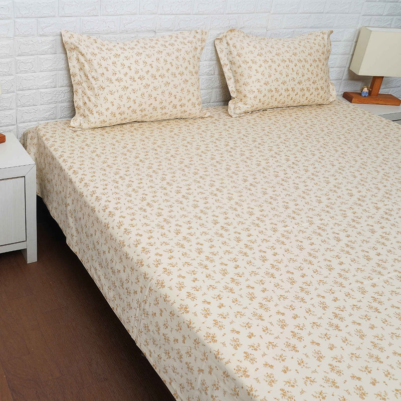 Beige Itsy Bitsy Floral Print Bedsheet