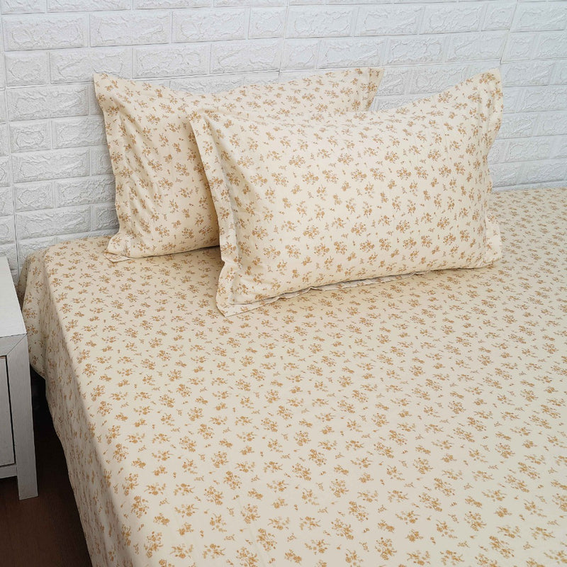 Beige Itsy Bitsy Floral Print Bedsheet