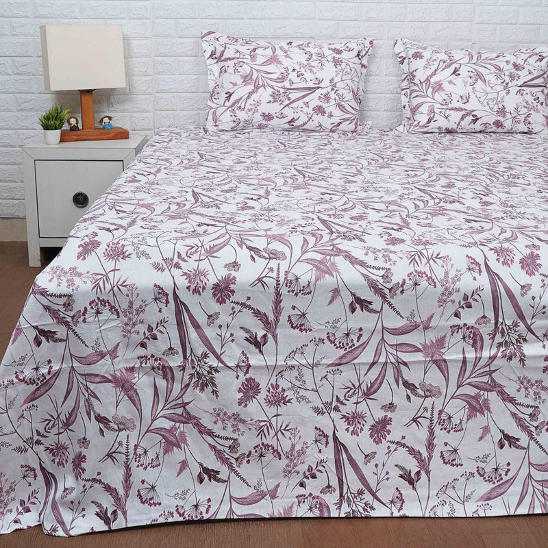 Mauve Shade Floral Print Bedsheet