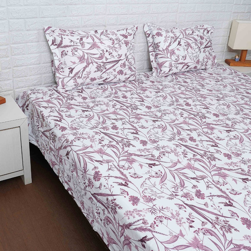 Mauve Shade Floral Print Bedsheet