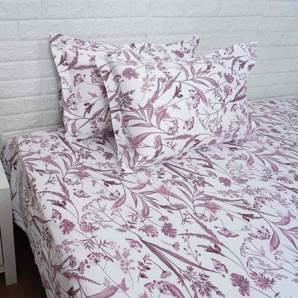 Mauve Shade Floral Print Bedsheet