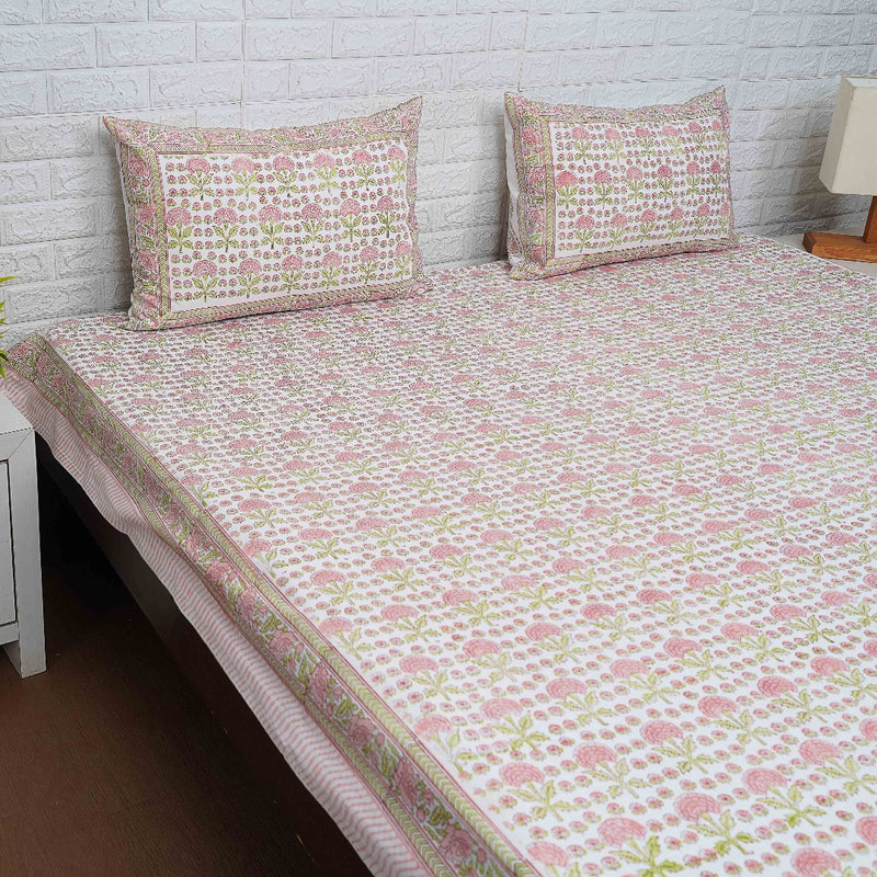 Pink Buti Hand Blocked Sheet