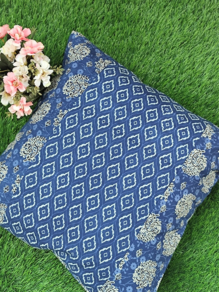 Blue Ajrakh Print Cushion Cover