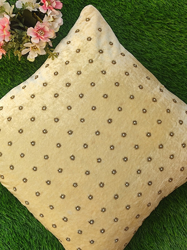 Beige Shade Velvet Fabric Cushion Cover