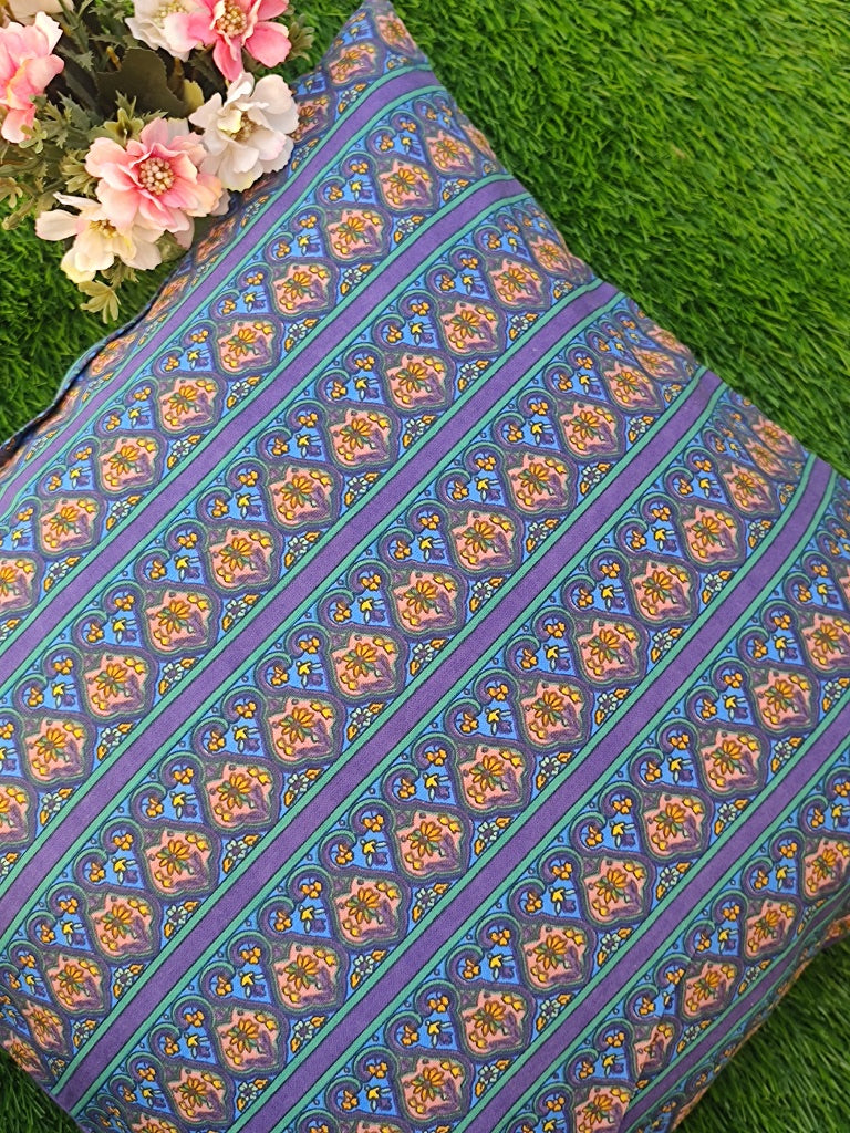 Blue Floral Cotton Cushion Cover