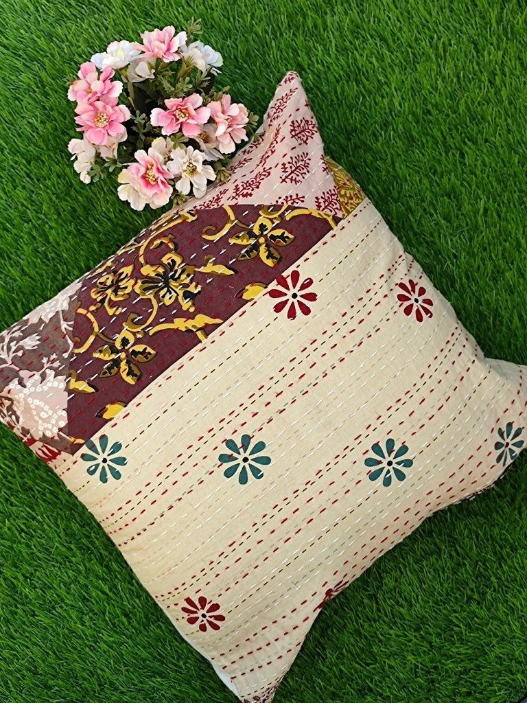 Floral and Patchwork Cushion Cover